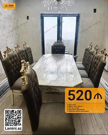 Ev və bağ: Klassik üslubda yemək otağı dəsti - Masa dəsti - Ölçülər: 100 × 200 — 1