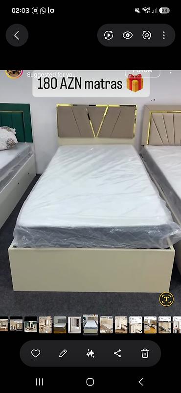 mebel stol stullar: Tək nəfərlik çarpayı və matras dəsti - Ölçü: tək nəfərlik (standart — 1