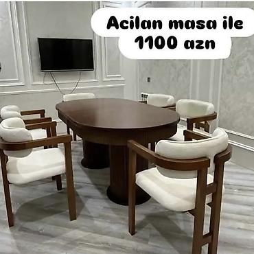 Açılan masa və 6 ədəd stul dəsti - Masa: oval formalı lalafo.az -da Açılan masa və 6 ədəd stul dəsti - Masa: oval formalı