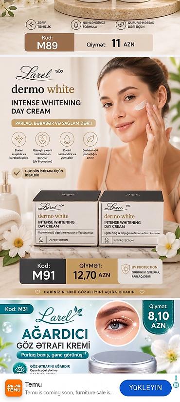 крем: Larel dəriyə qulluq seriyası Larel Dermo White Intense Whitening Day — 1