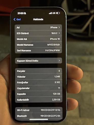 Apple iPhone: IPhone 16, 128 GB, Alpine Green, Simsiz şarj, Face ID — 7