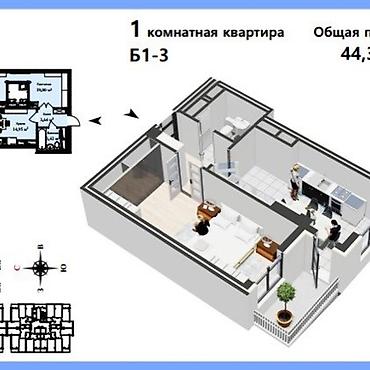 Продажа квартир: 1 комната, 45 м², Филармония Элитка, 11 этаж, ПСО (под самоотделку) — 7