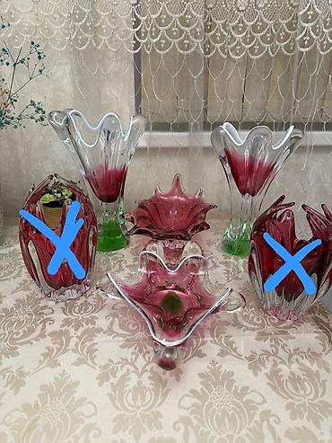 Qəmzəli rəng keçidli bədii şüşə dekor dəsti - Material: qalın