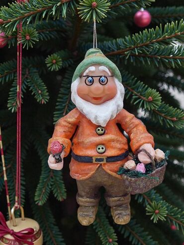 Ёлочные шары и украшения: Елочная игрушка «Гномик» 🎄 Милый гномик ручной работы высотой около — 9