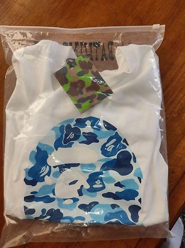 зипка bape: Футболка A Bathing Ape (BAPE) - Цвет: белый-синий - Принт: крупный — 3