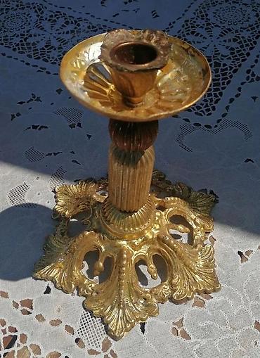 Sveće i svećnjaci: Antique French Gothic style rustični svećnjak 21 x 21 cm!. Antik — 11