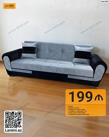 qoşa divan: Divan – Kod: 2665 - Ölçü: 210 sm - Mexanizm: Açılan, bazalı - — 1