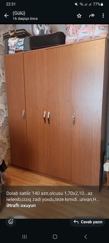 işlənmiş paltar dolabları: Açılan, 4 qapılı Düz dolab, Qarderob, paltar dolabı