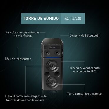 Musiqi mərkəzləri: Panasonic SC-UA30 səs qülləsi - 180° səs üçün heksaqonal dizayn - — 3