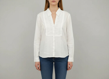 eleganckie białe bluzki koszulowe: Promiss, Women's blouse, size L