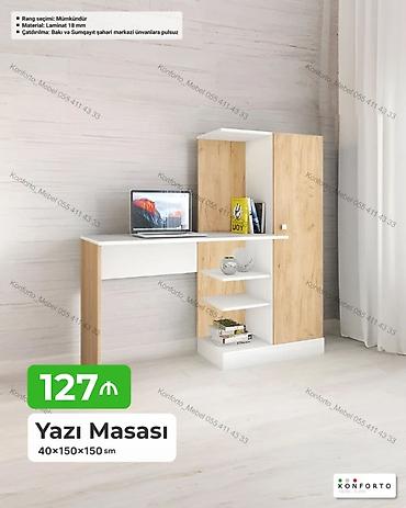 masa ofis: Düz masa, Stulsuz, Polkalı, Siyirməsiz, Sadə laminat — 1