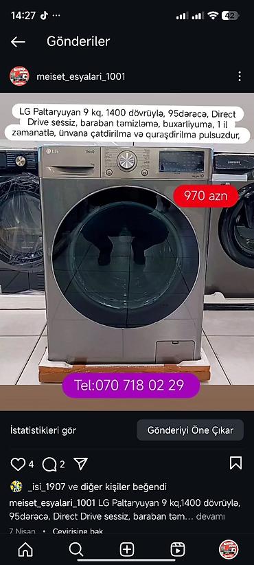 Paltaryuyan maşınlar: Paltaryuyan Anbardan satiş.Qimətlər aşagida qeyd olunub.Ünvana — 139