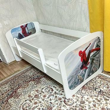 Мебель: Детская односпальная кровать, Новый, Для девочки, Для мальчика, С матрасом, ДСП, Бесплатная доставка — 10