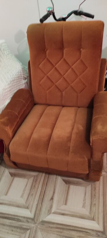deciji dvosedi na rasklapanje: Three-seat sofas, Textile, color - Brown, Used