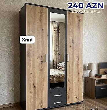 guzgu boydan: 3 qapılı paltar dolabı – güzgülü model - Ölçülər: Dərinlik 47 sm — 1