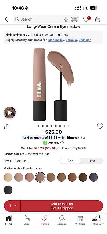 basina: Məhsul: Long-Wear Cream Eyeshadow – BY MARIO Tip: Krem teksturalı — 1