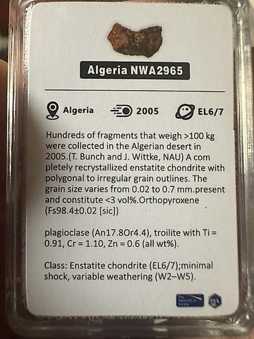 этно саат: Метеоритные образцы NWA 2965 (Northwest Africa 2965) - Происхождение — 2