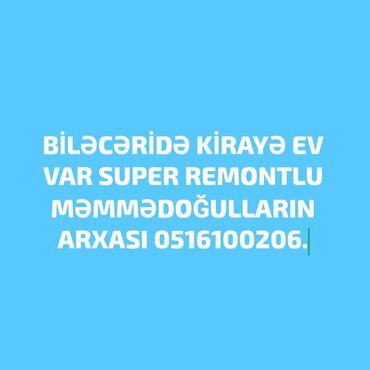 mehemmedlide kiraye evler 2022: Biləcəridə, Məmmədoğulların arxasında yerləşən bu super təmirli ev