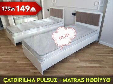 Çarpayılar: Yeni, Təknəfərlik çarpayı, Bazalı, Matras ilə, Siyirməsiz, Azərbaycan — 6