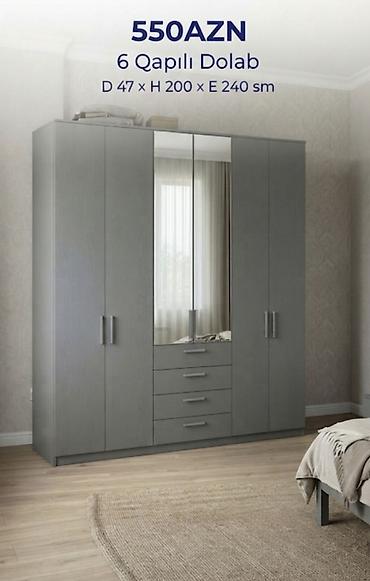 Dolablar: Yeni, 6 qapı, Güzgülü, Boz, Açılan, Düz dolab — 1