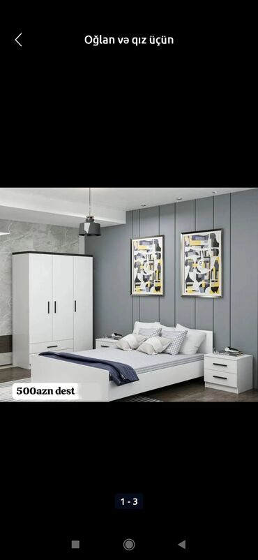 Yataq otağı dəstləri: İkinəfərlik çarpayı, Dolab, Termo, 2 tumba, Azərbaycan, Yeni — 22