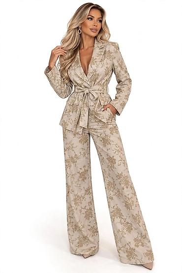 patike a: Ženski set – elegantno odelo sa sakóm i širokim pantalonama - — 2
