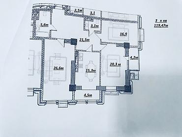 Продажа квартир: 3 комнаты, 119 м², Асанбай мкр Элитка, 8 этаж, ПСО (под самоотделку) — 2