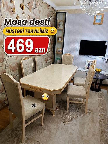 madeyra mebel stol stul: - Məhsul: Yemək otağı üçün masa və 6 stuldan ibarət dəst - Dizayn — 4