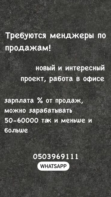 работа бишкек для студентов: Сатуу боюнча менеджер