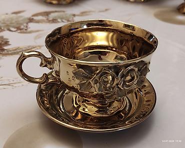 qızıl balıq: Çay dəsti, rəng - Qızılı, Keramika — 6
