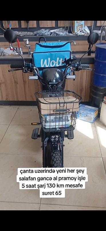 motosik: Elektrik skuter/moped – kuryer işi üçün tam təchizatlı. - Güclü — 1