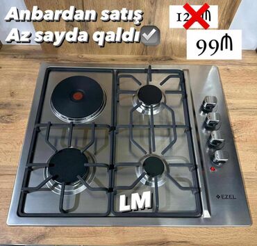 qaz sobalarının qiymətləri: Plitə Ezel, Qazlı, Stolüstü, 4 gözlü, Yeni