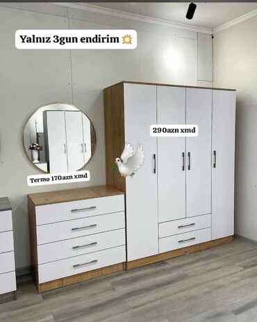 барби шкаф для одежды: Dolab yeni qarderob paltar dolabı güzgüsüz dörd qapılı siyirməli ağ