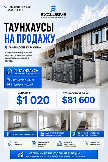 💎СРОЧНО ПРОДАЕТСЯ ТАУНХАУС 🏢Комнат: 3 🏘️Микрорайон: Кара-Жыгач