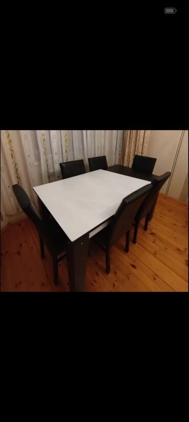 2ci el metbex mebeli: Qonaq otağı üçün, İşlənmiş, Açılmayan, Dördbucaq masa, 6 stul