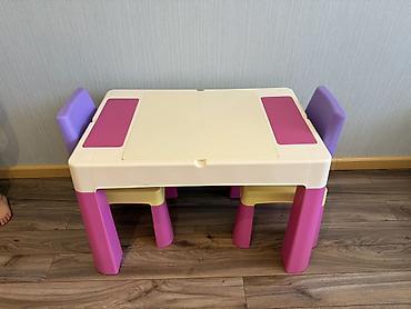 Uşaqlar üçün çoxfunksiyalı masa və 2 stul dəsti - Material: möhkəm