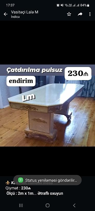 ⚜️ *_KLASSİK Tumbalı masa_* Qiymət : *230₼* *Ölçü : 2m x 1m*