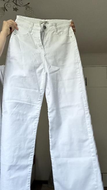 джинсы бананы: Белые джинсы широкого кроя (wide leg). - Посадка: средняя. - — 3