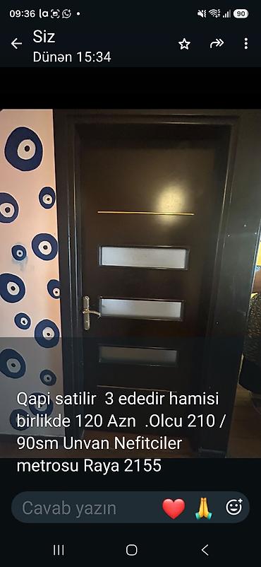 Məhsul: Otaq qapıları (3 ədəd birlikdə) Təsvir: - Rəng: qara -