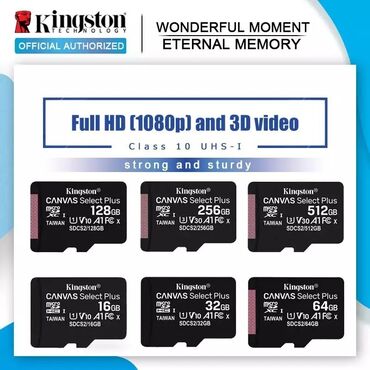 Yaddaş kartları: Kingstone 128 GB micro sd kart bazar qiymətindən ucuz orjinal sd mikro