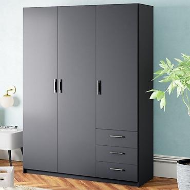 dolab gence: Düz dolab, Yataq otağı üçün, Paltar üçün, Açılan, Korpuslu, 3 qapılı — 4