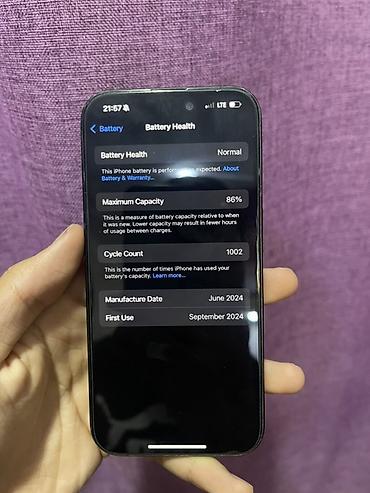 Уюлдук телефондор жана аксессуарлар: IPhone 15 Pro, Колдонулган, 256 ГБ, Көк, 86 % — 3