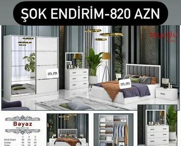 Yataq otağı dəstləri: İkinəfərlik çarpayı, Dolab, Termo, 2 tumba, Azərbaycan, Yeni — 7