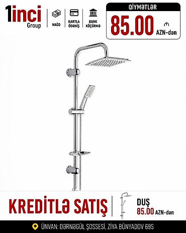 su şlanqı qiyməti: Duş sistemi – üst yağmurlama başlığı və əl duşu ilə. - Material: xrom — 1