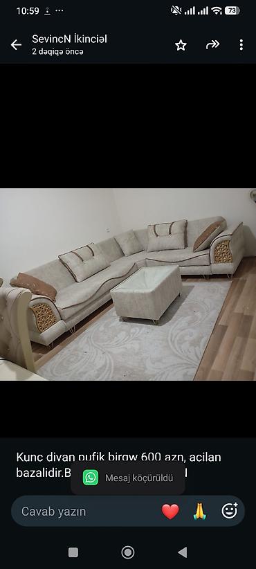 Kunc divan pufik birgw 600 azn, acilan bazalidir.Bine Safxoz ( go16)