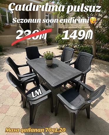 bağ stulu: Kvadrat masa, Stullar ilə, 6 nəfər — 1