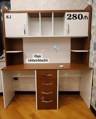 saloglu kunc divanlar: İş masası və üst rəfli modul - Ölçü: 160 x 160 x 50 sm (şəkildə — 1