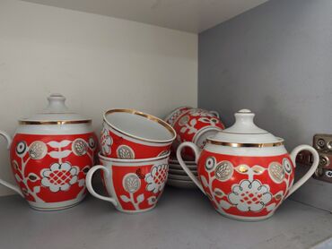 Mətbəx aksesuarları: Çay dəsti, rəng - Qırmızı, Farfor lalafo.az -da Mətbəx aksesuarları: Çay dəsti, rəng - Qırmızı, Farfor