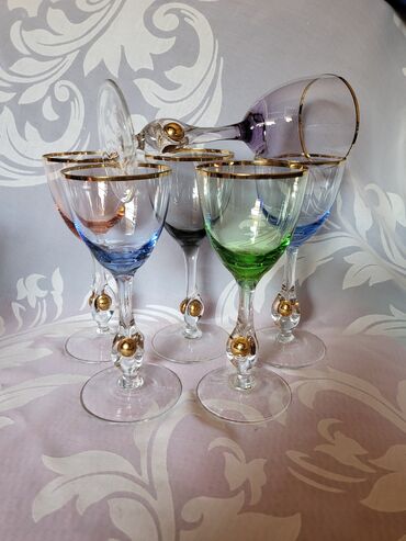 Čaše: Case za vino kristal,rucni rad Bohemija 1950godina +. Case komada 6 — 6