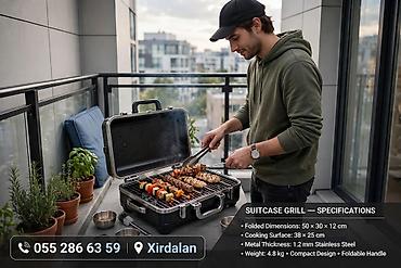 Manqallar, qrillər, barbekyu: Məhsul: Suitcase Grill – Portativ BBQ (Model SG-45 / SB-600S) Təsvir — 1